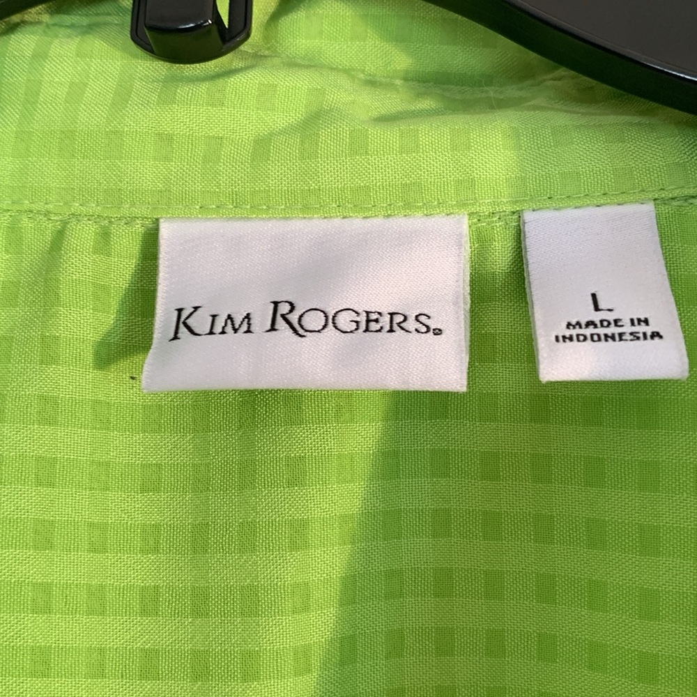 Kim Rogers Large Lime Green 3/4 Sleeve Button-up Shirt EUC - Picture 3 of 7